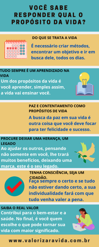 Você Sabe Responder Qual O Propósito Da Vida? infográfico 